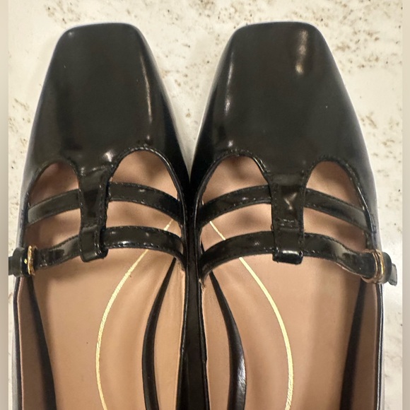 Cole Haan Black Leather Flats with Strap Detail - Picture 2 of 4